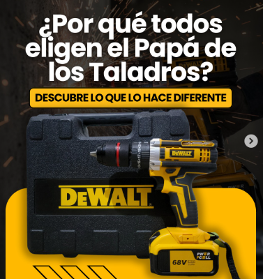 TALADRO INALÁMBRICO DEWALT 68V + KIT PROFESIONAL DE 34 ACCESORIOS